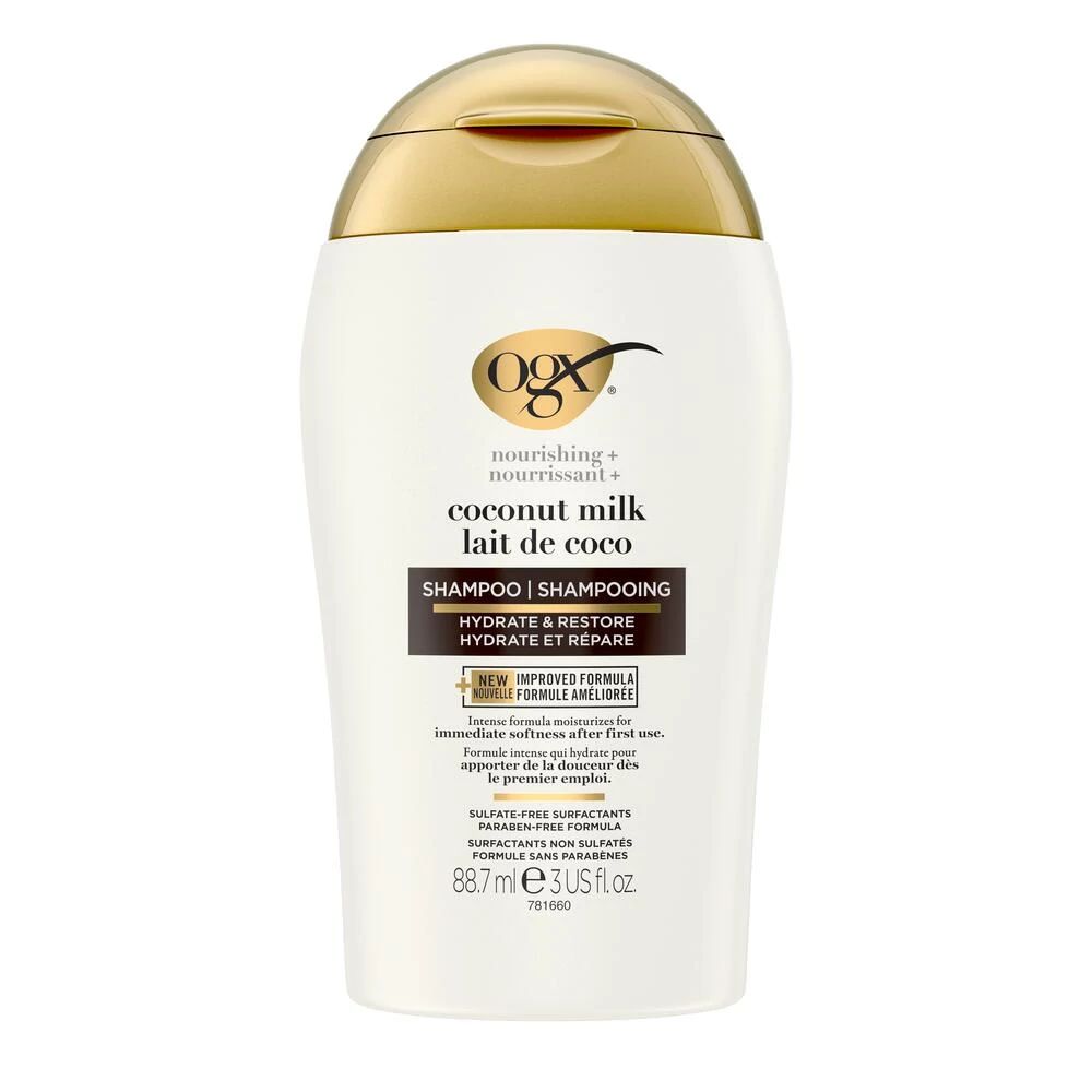 Front shot of OGX® Nourishing+ Coconut Milk Shampoo, 88.7 mL bottle