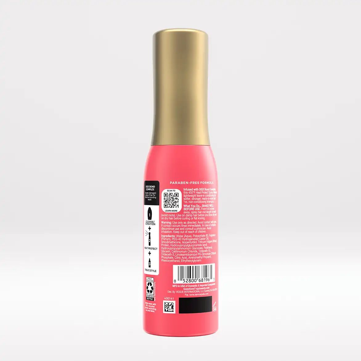 Bond Protein Repair 450°F Heat Protect Spray Back of Packaging