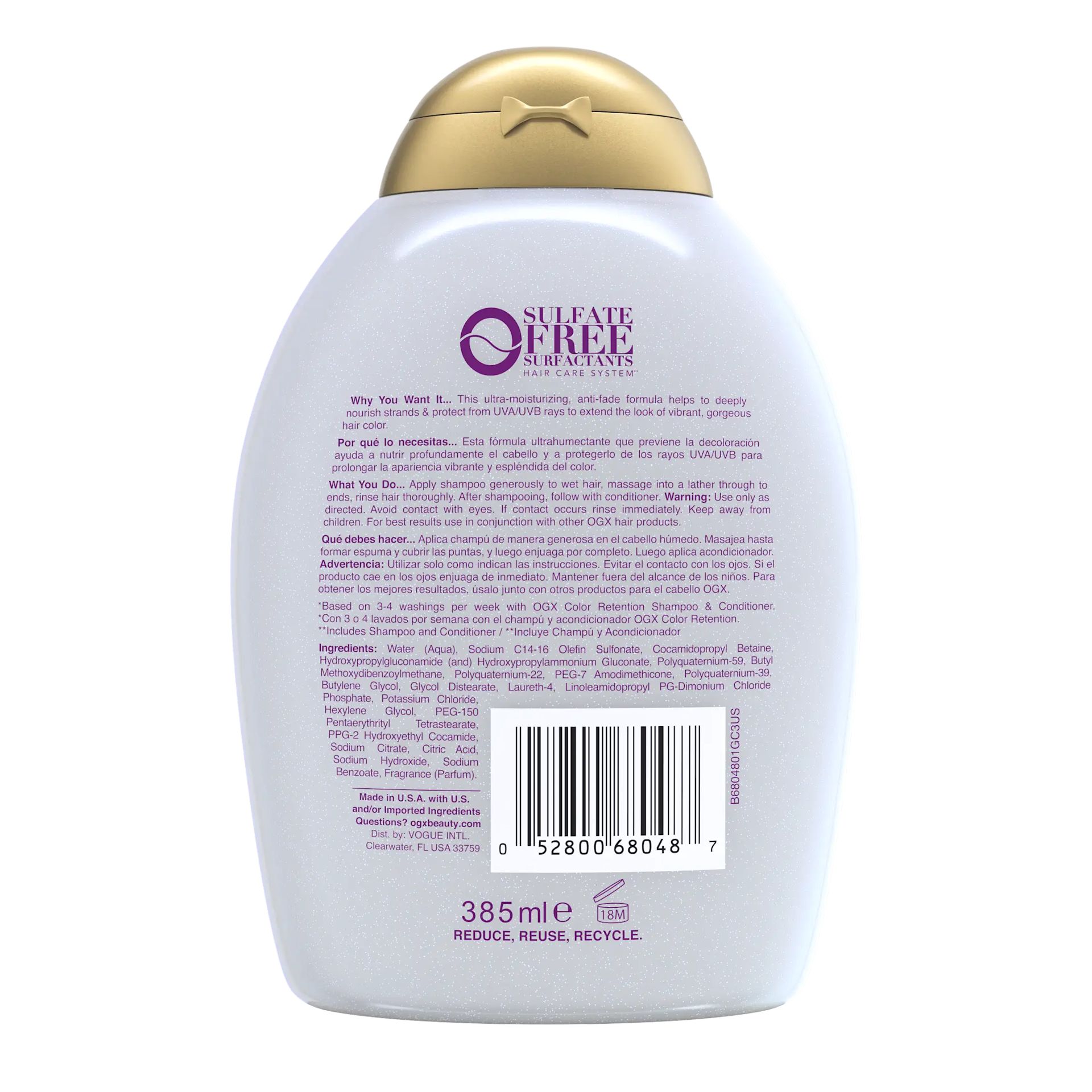 [DISCONTINUED] Vibrant Color Vibes Shampoo Back of Packaging
