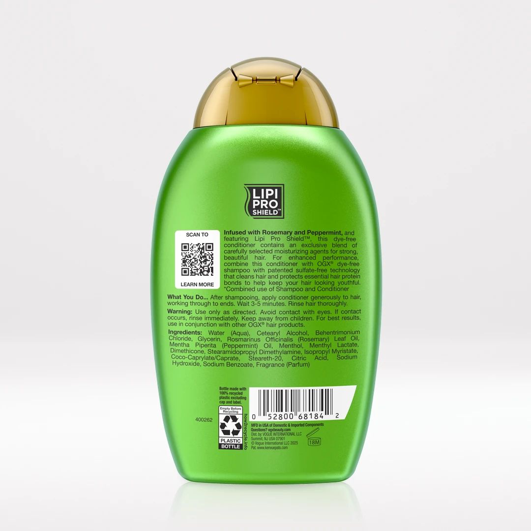 Rosemary Mint Conditioner 13oz Back of Packaging