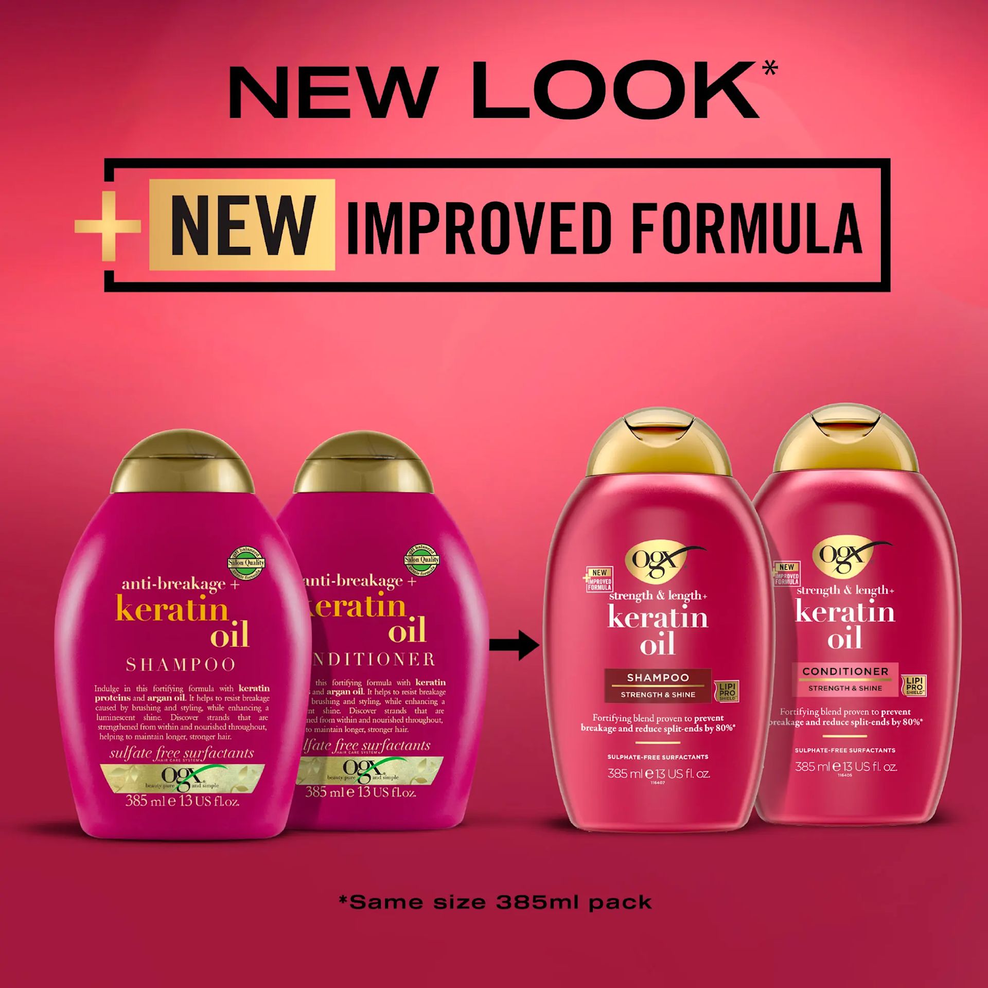 OGX Anti-Breakage Keratin Shampoo for Dry Hair, 385ml