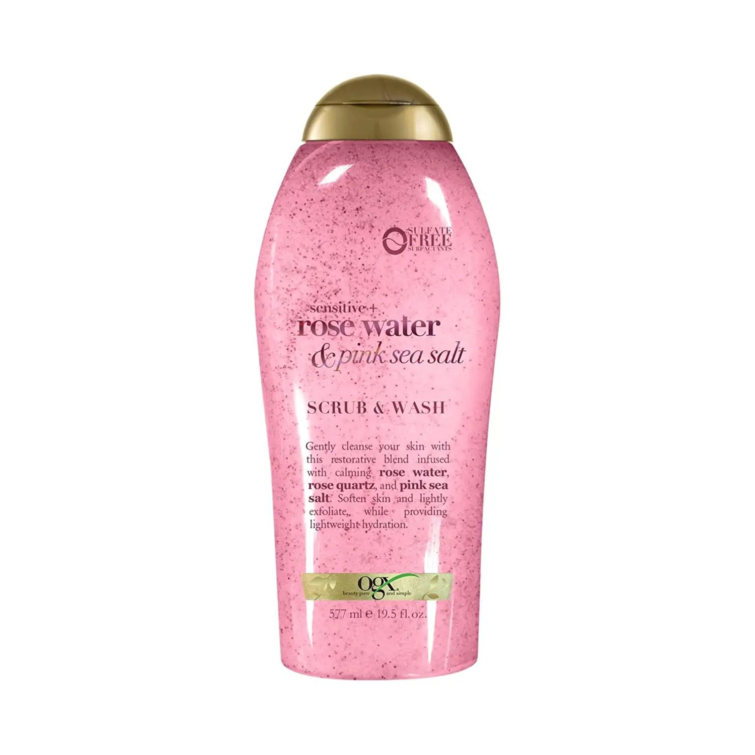 Rose Water & Pink Sea Salt Scrub & Wash Front of Packaging