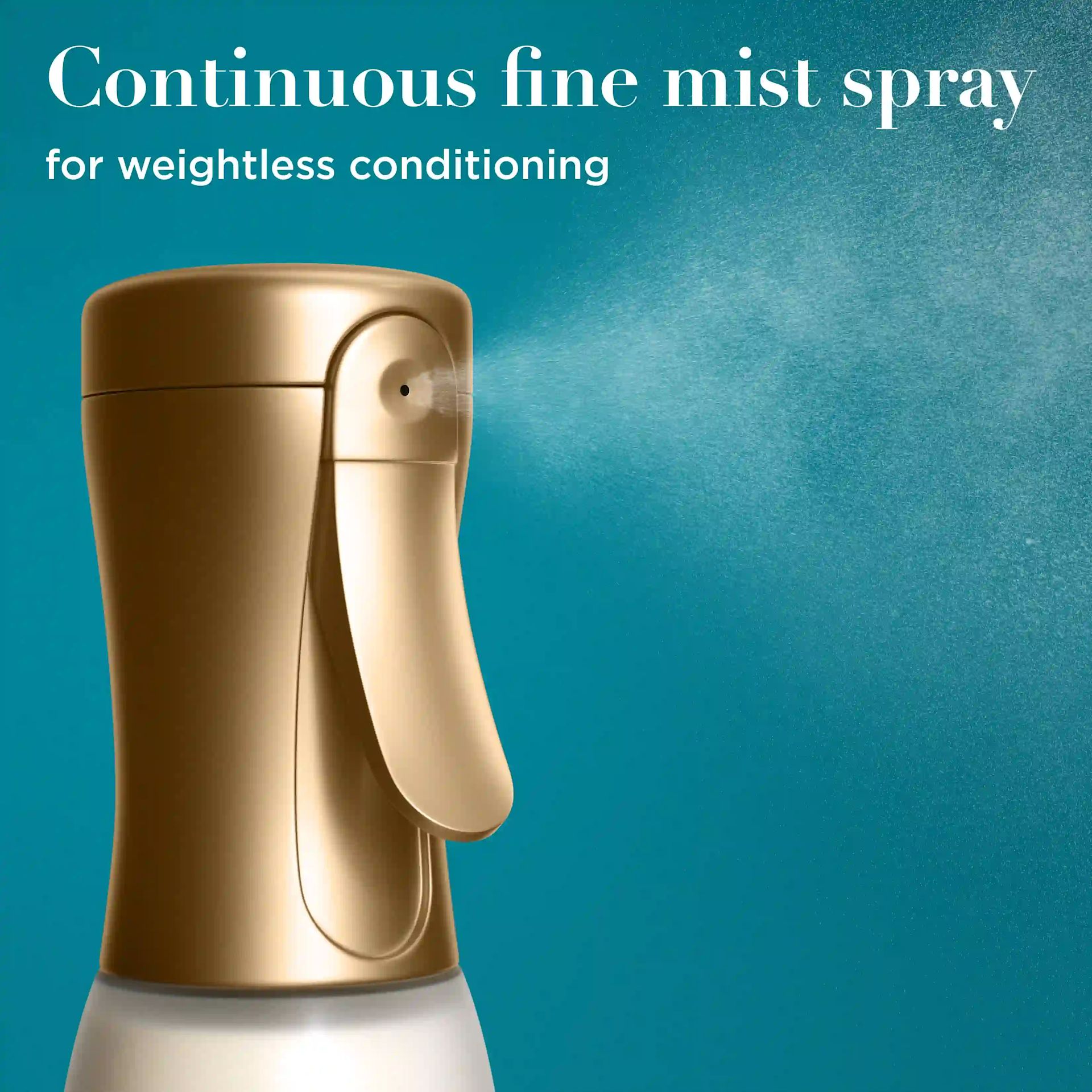 Continuous fine must spray for weightless conditioning. Image showing spray in air