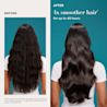 Before and After image displaying woman with 4x smoother hair for up to 48 hours