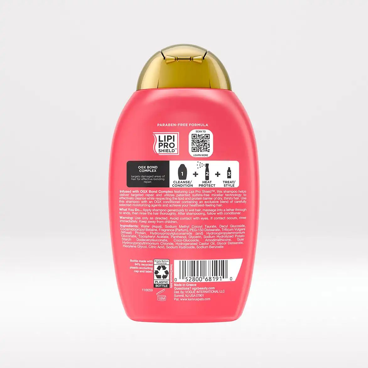 Bond Protein Repair Lightweight Shampoo Back of Packaging 