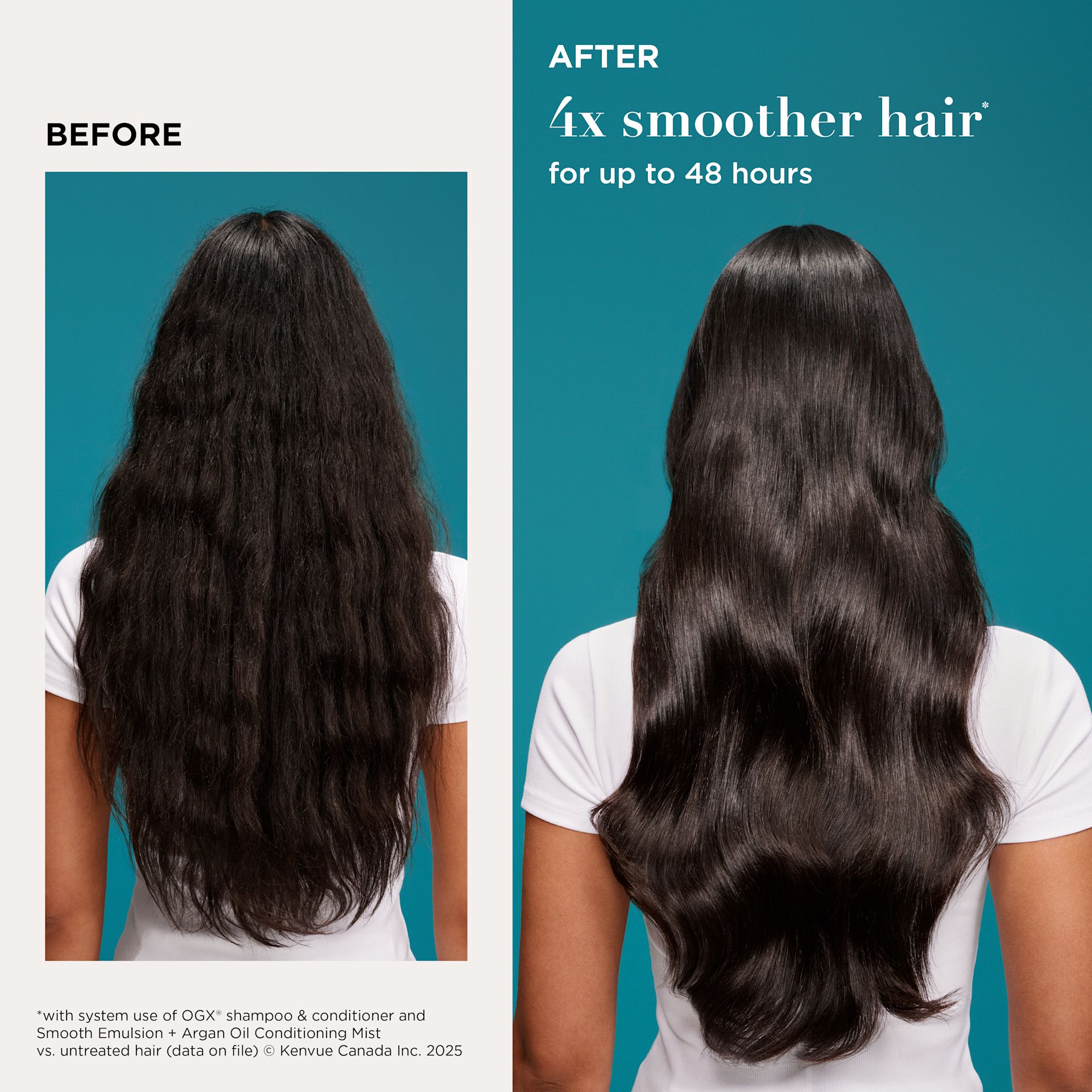 Image numérique améliorée de la brume revitalisante Smooth Emulsion à l’huile d’argan OGX®, 193 ml
