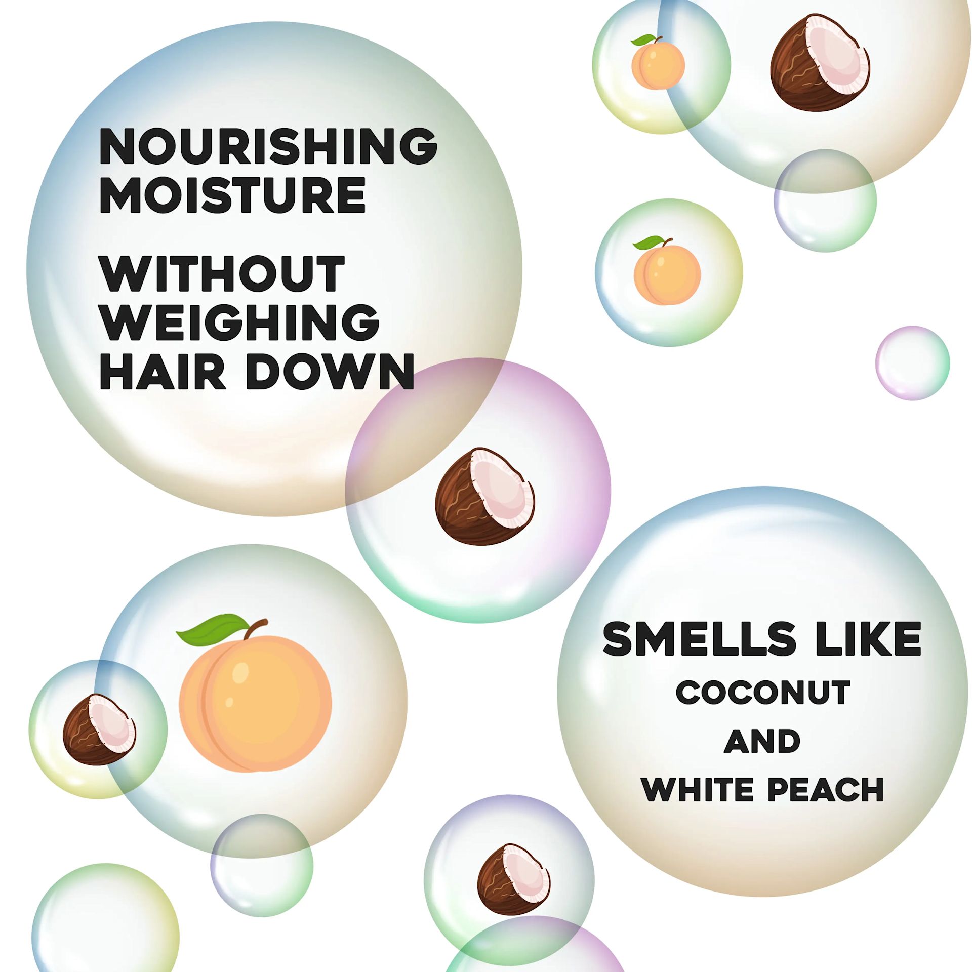 Coconut Milk Anti-Breakage Serum benefits: lightweight moisture, coconut and white peach scent
