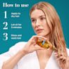 How to use: 1 apply to dry hair, 2 let set for 5 minutes, 3 rinse and wash hair