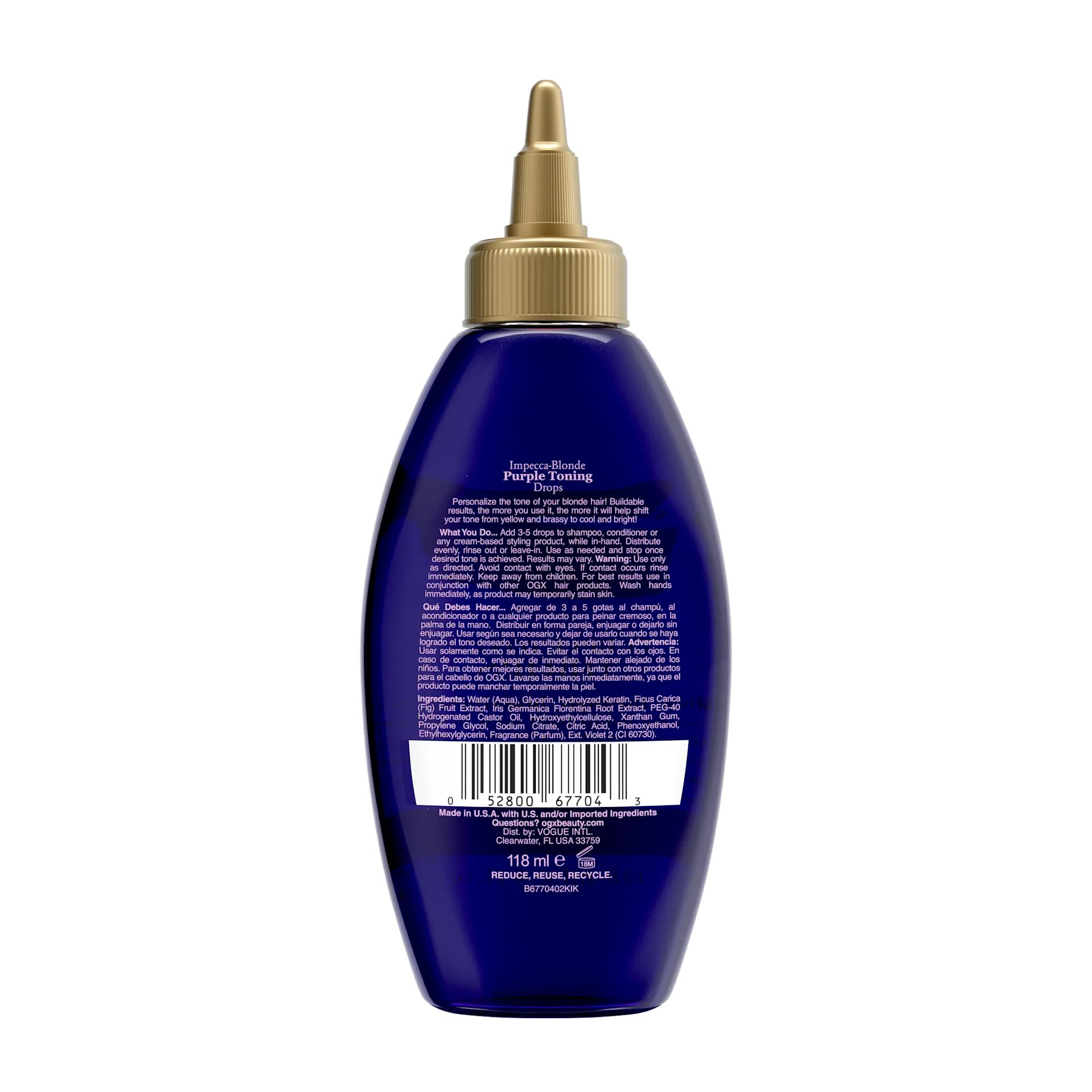 [DISCONTINUED] Purple Toning Drops Back of Packaging