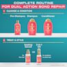 Hair Routine Products including three OGX® Bond Protein Repair products for Cleanse and Condition along with two products to Treat and Style hair.