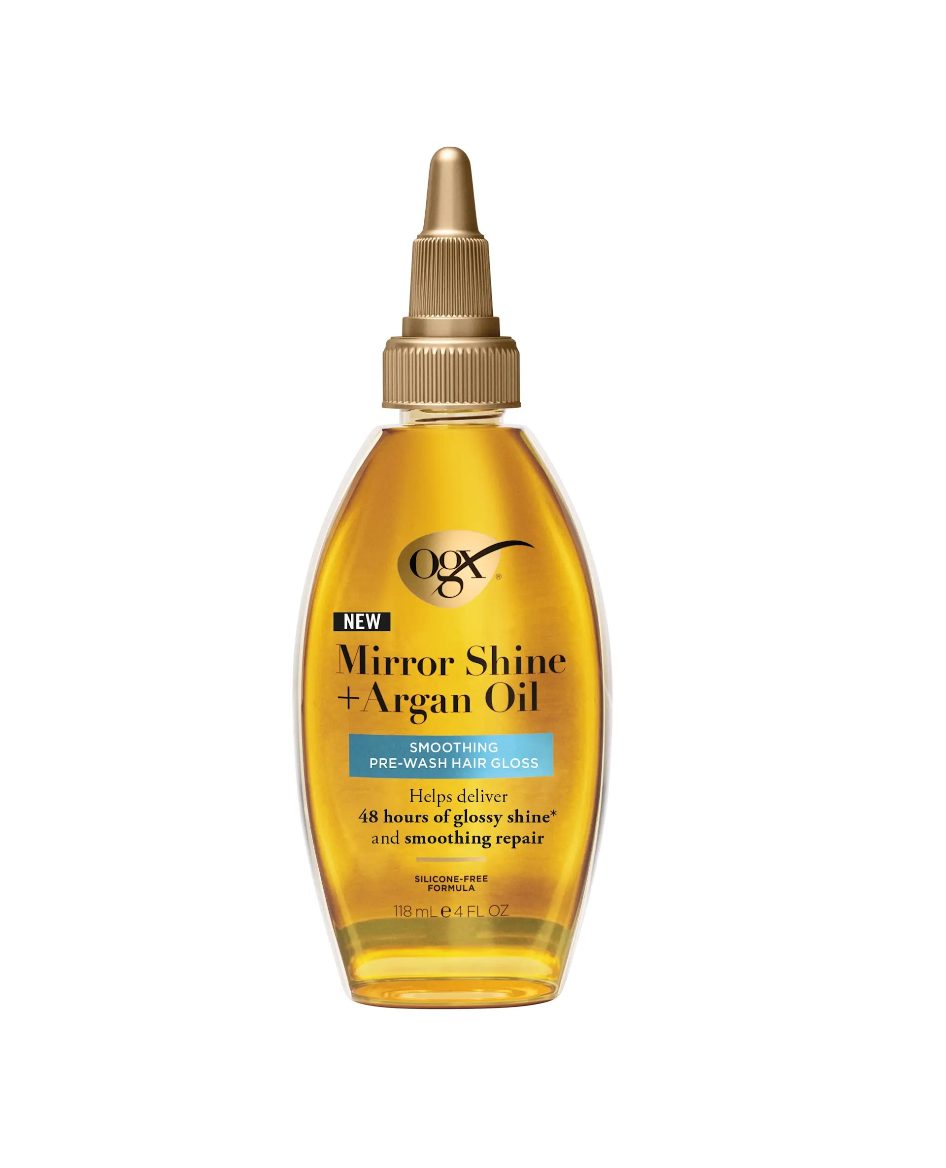OGX EMEA UK Shell MirrorShine AOM PREWASHGLOSS 118ml Front