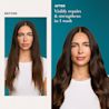 Before and after model photo showing smoother stronger hair after one wash with OGX® Argan Oil