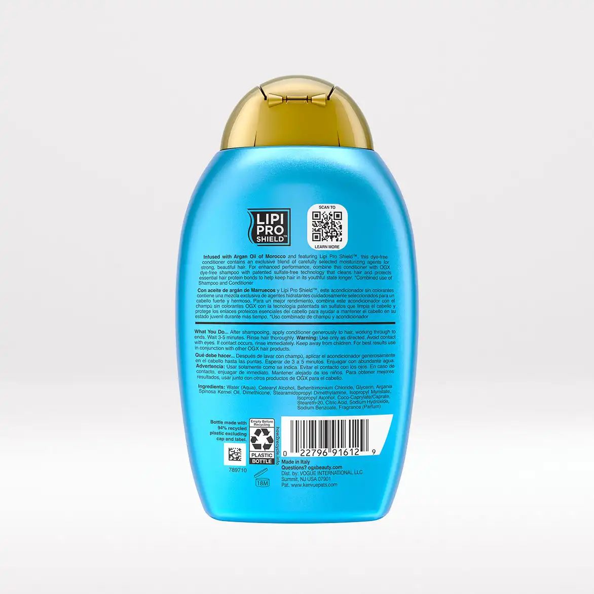 Argan Oil of Morocco Conditioner 13oz Back of Packaging