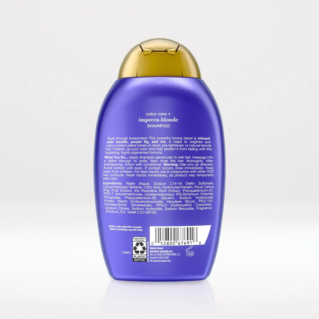 Purple Toning Shampoo Back of Packaging
