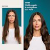 Before and After image displaying woman that used Argan Oil of Morocco product which visibly repair and strengthens in 1 wash