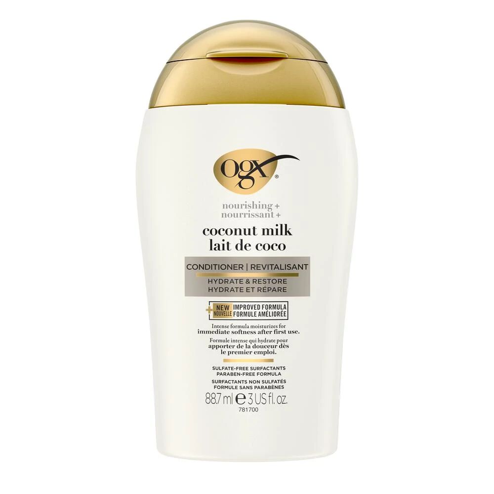 Front shot of OGX® Nourishing + Coconut Milk Conditioner, 88.7 mL bottle