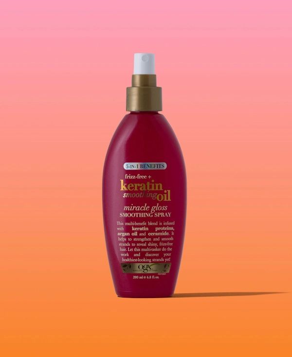 [DISCONTINUED] Frizz-Free + Keratin Smoothing Oil Miracle Gloss Spray 6.8 fl oz Front of Packaging