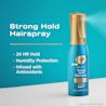 Strong Hold Hairspray Product Benefits: 24 hour hold, humidity protection, and infused with oxidants
