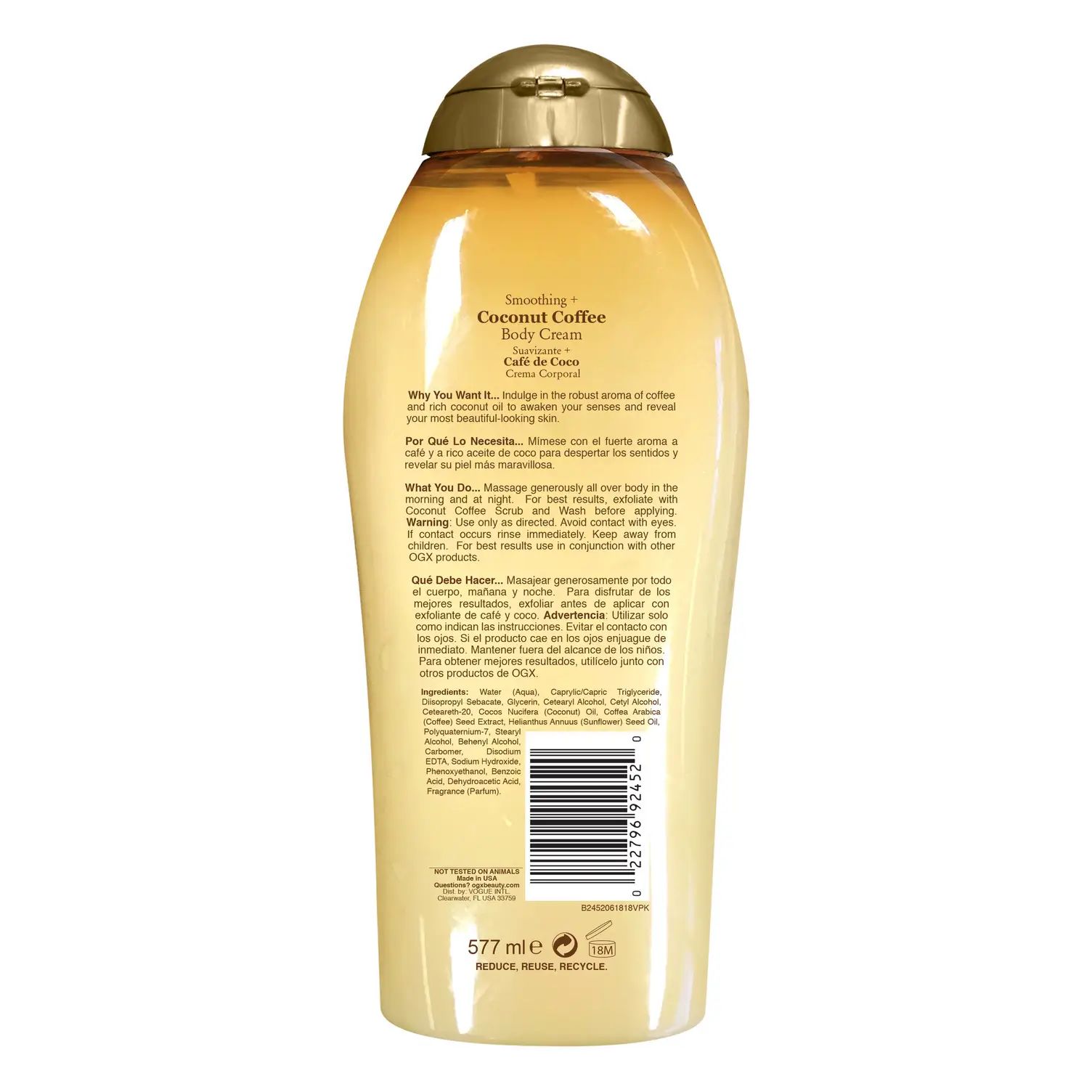 Coconut Coffee Body Cream Back of Packaging