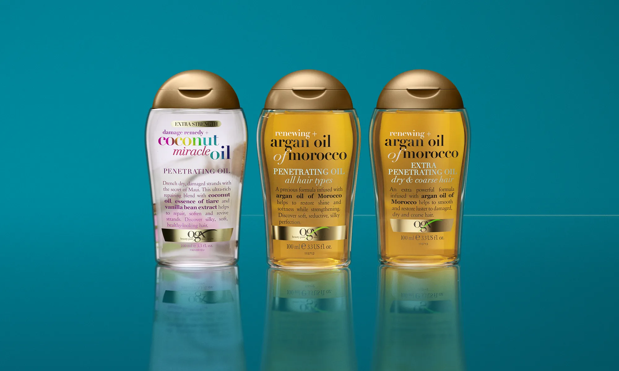Image displaying Coconut Miracle Oil Penetrating Oil, Argan Oil of Morocco Penetrating Oil, and Argan Oil of Morocco Extra Penetrating Oil