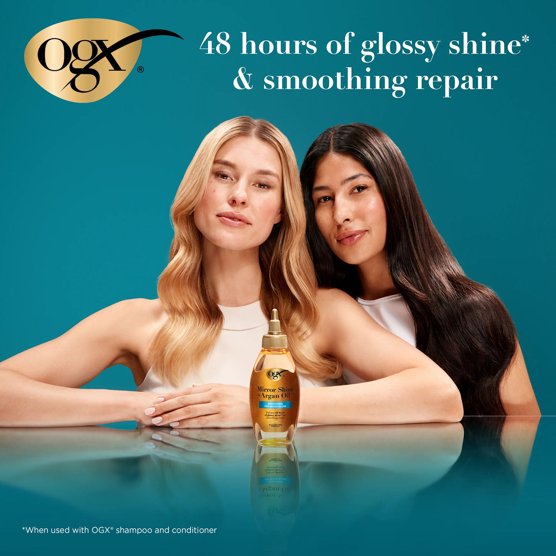 OGX EMEA UK Mirror Shine +Argan Oil Pre-Wash Gloss 118ml SI04