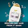 Enhanced digital image of Front shot of OGX® Rescue Fusions® Hyaluronic Acid + Pro-Vitamin B5 Shampoo 385mL bottle