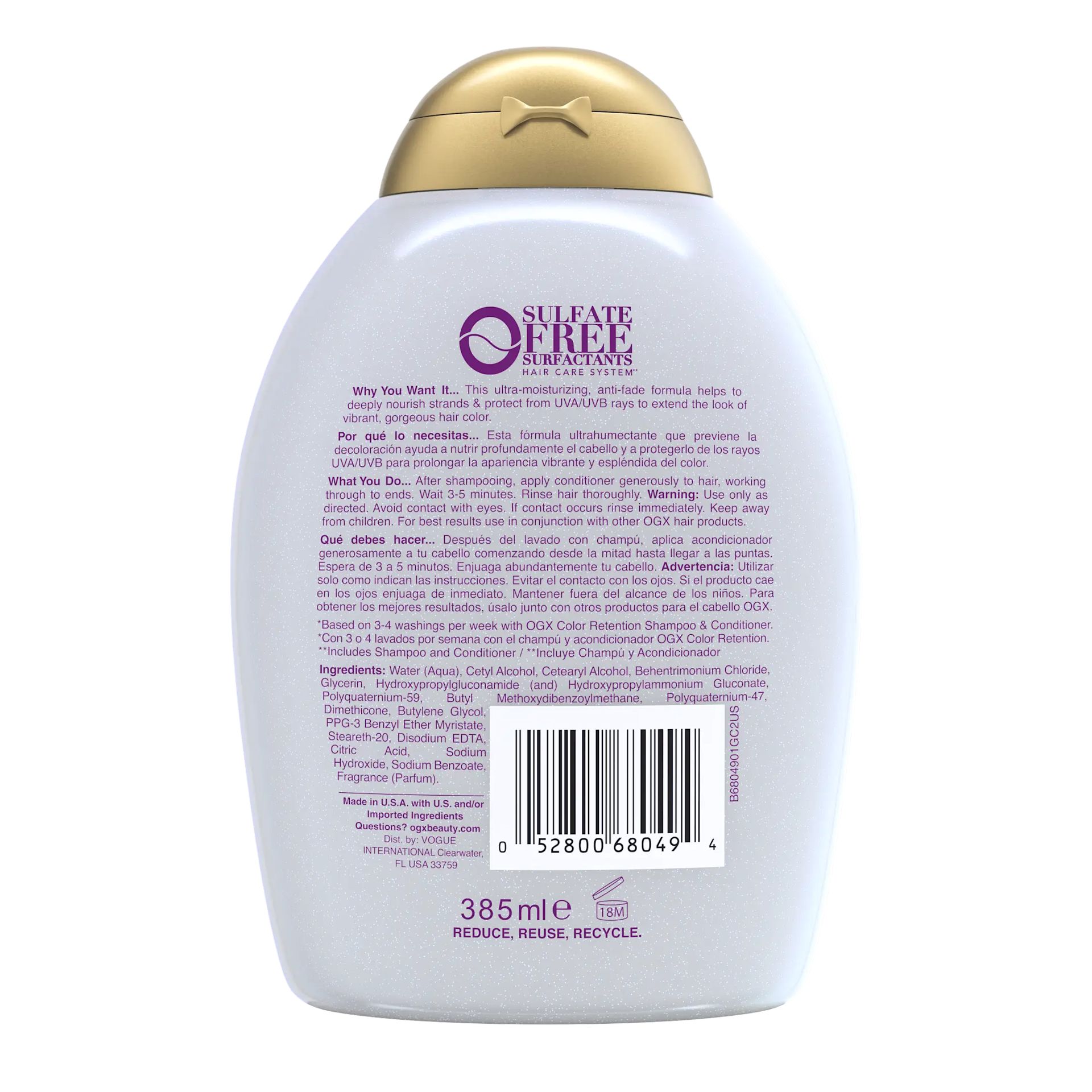 [DISCONTINUED] Vibrant Color Vibes Conditioner Back of Packaging
