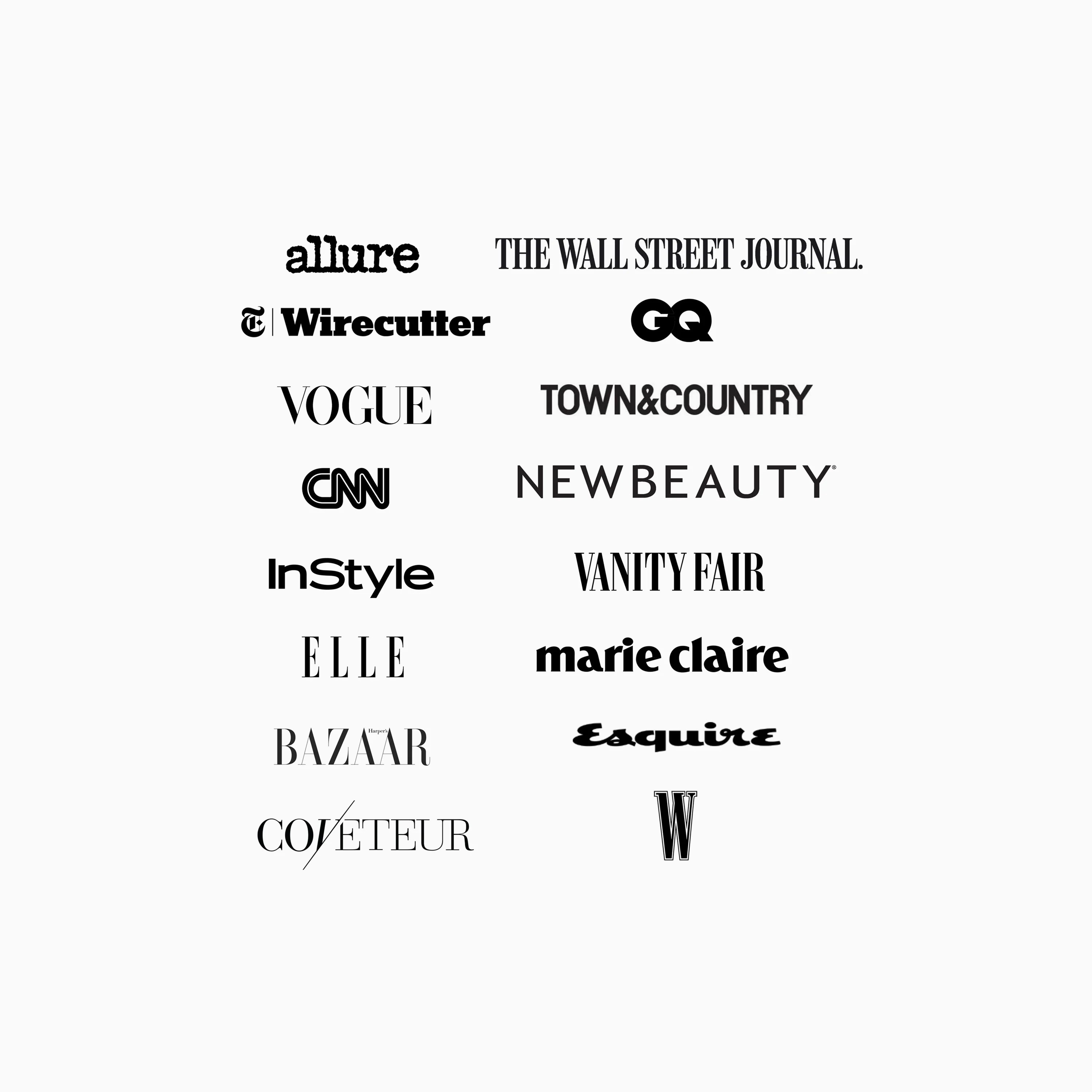 Media logos for skincare