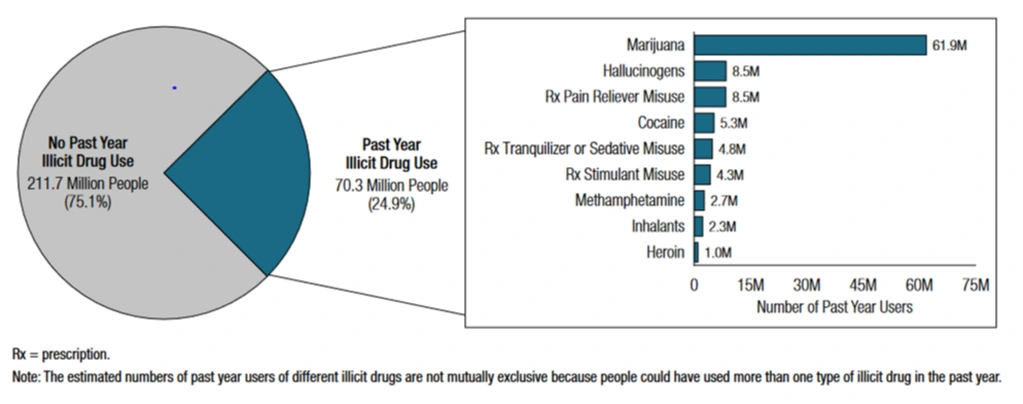 Bar graph of past-month illicit drug use 2013.