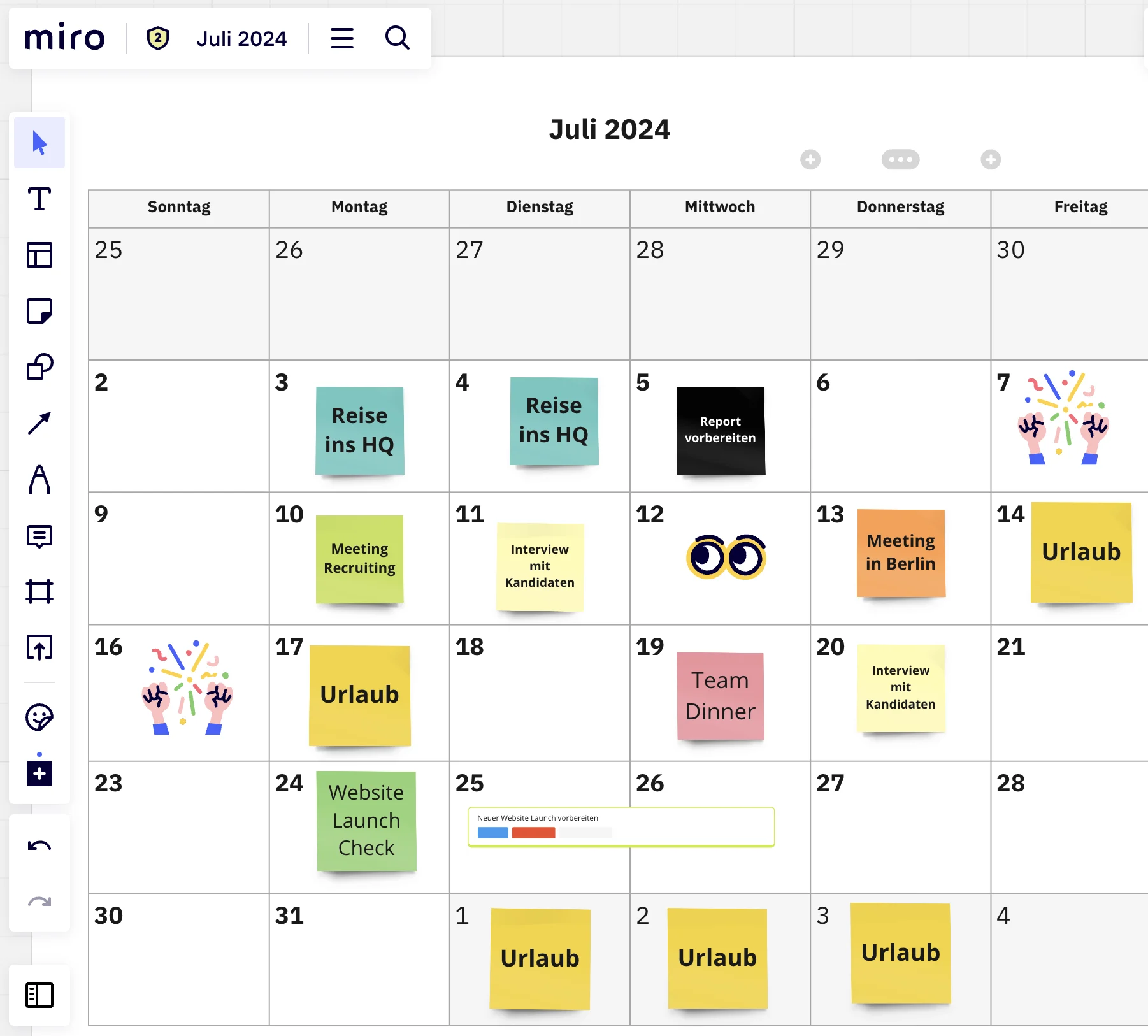 Kalender online für Juli 2024