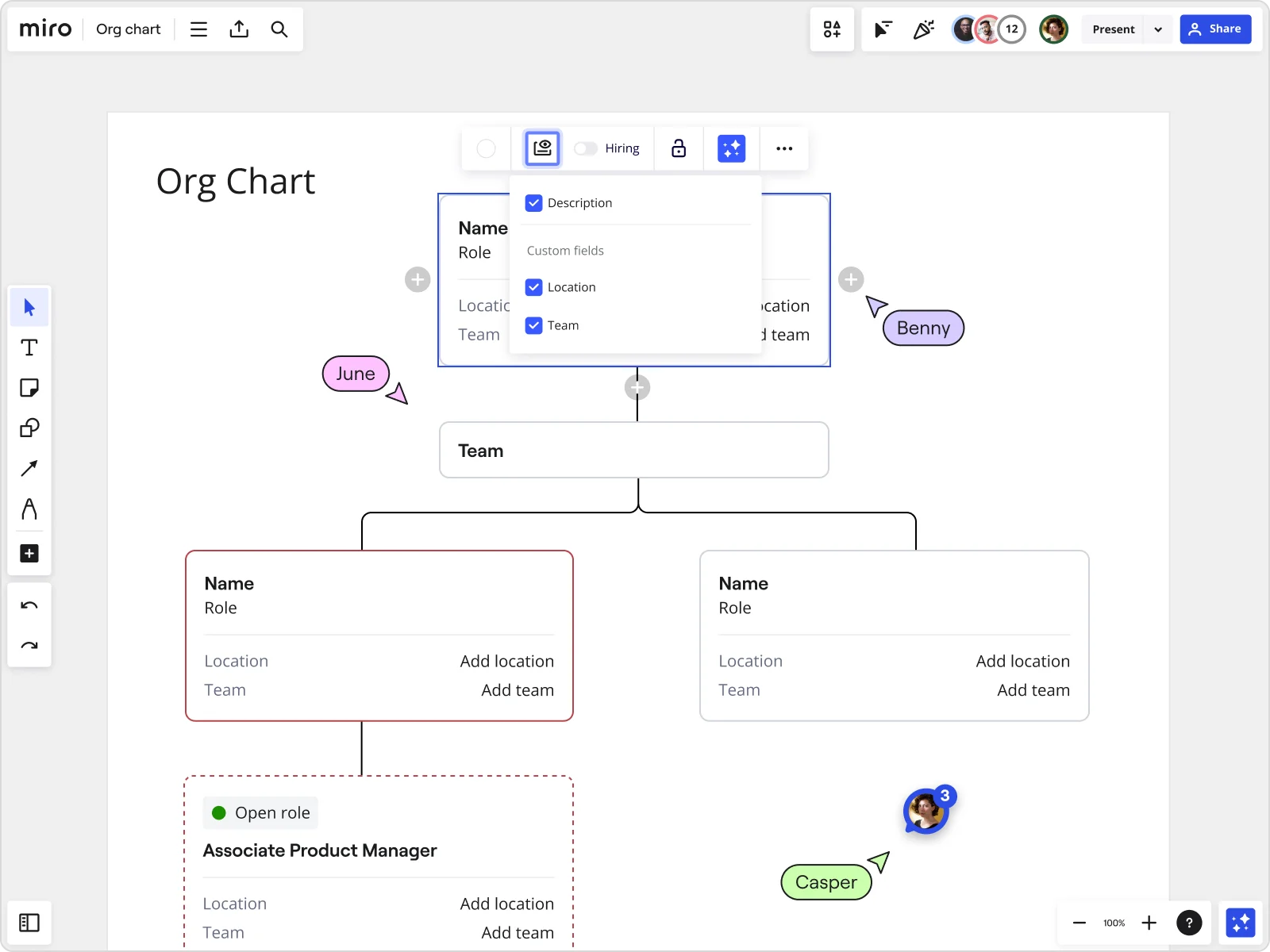 Image showing Miro's org chart tool in use