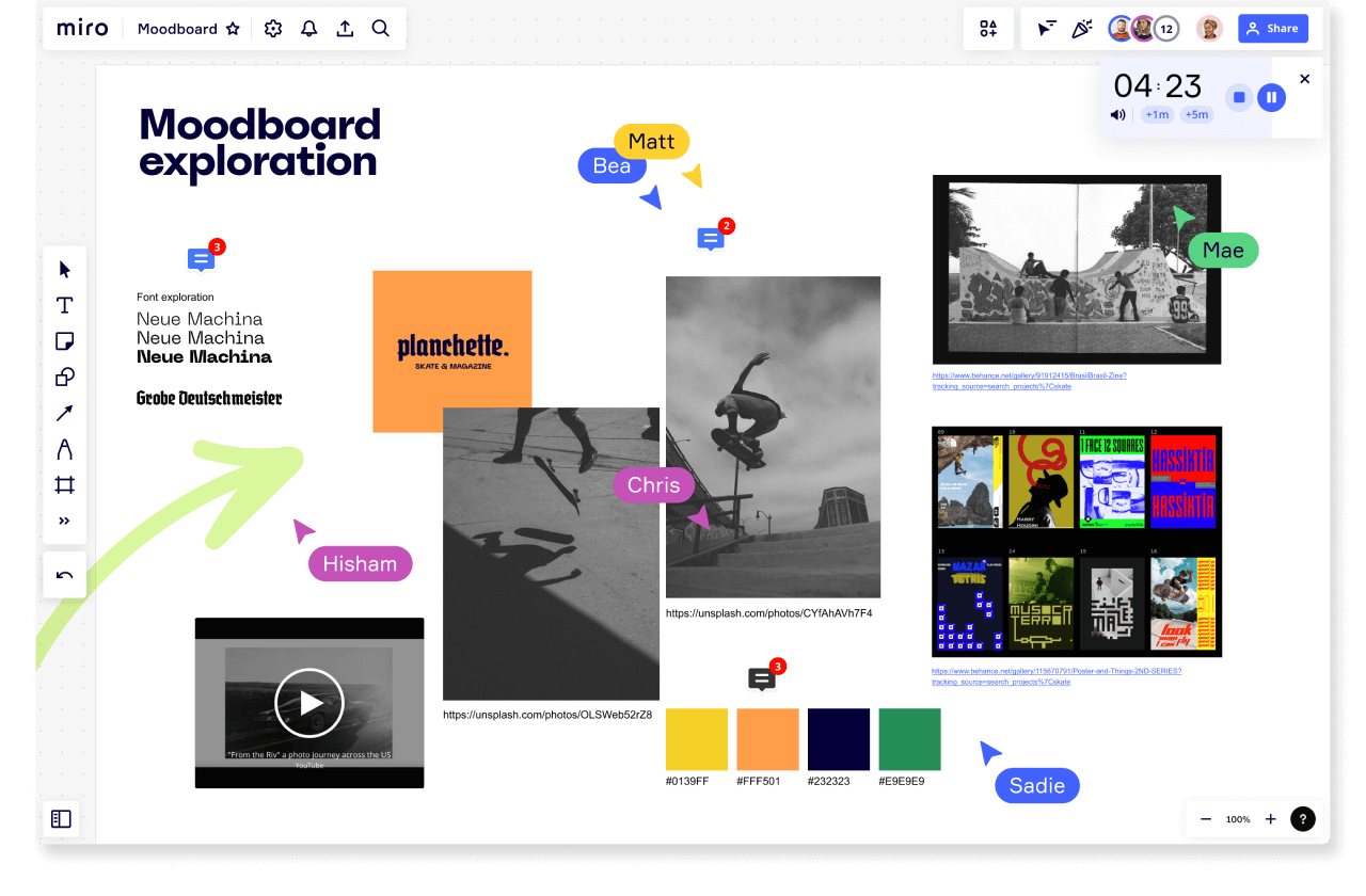 Example of a mood board in Miro