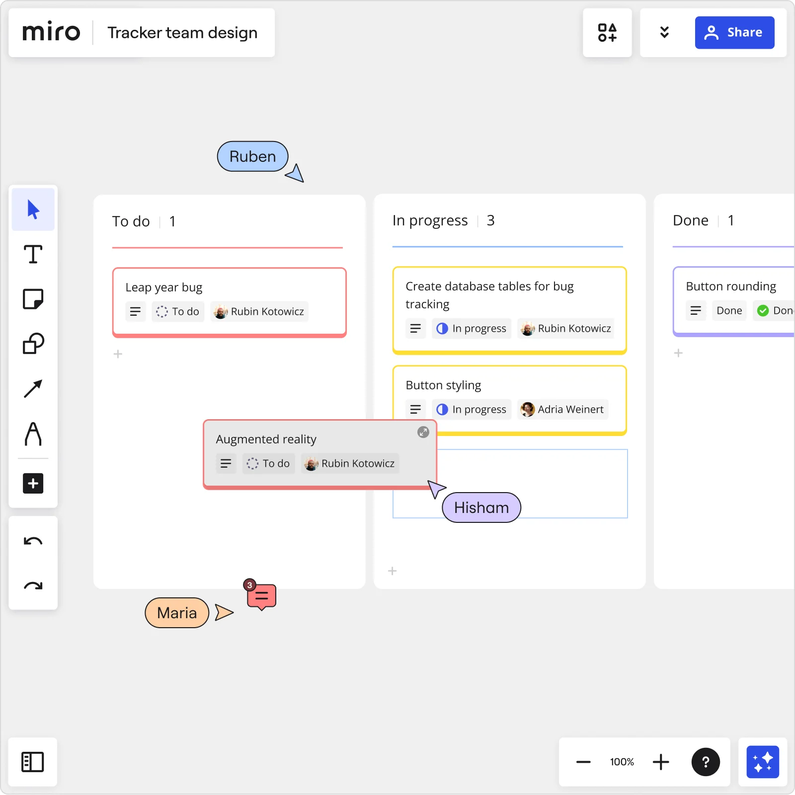 Miro のアジャイル開発ツールの使い方についての画像