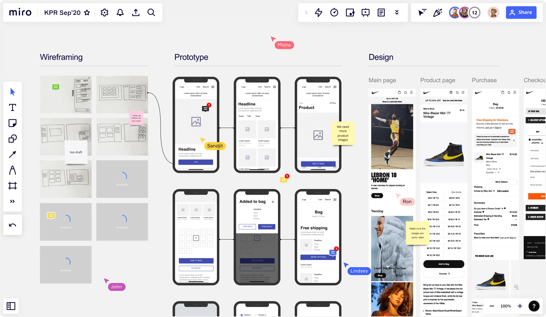 App Wireframe in Miro