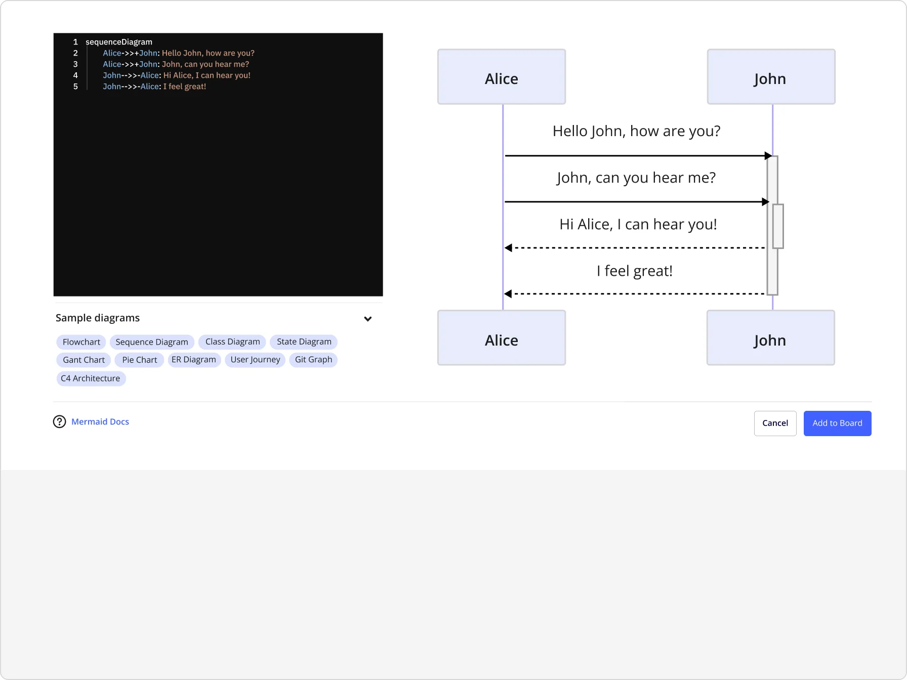 Miro のシステム構成図ツールでコードを使ってシステム構成図を作成している画像