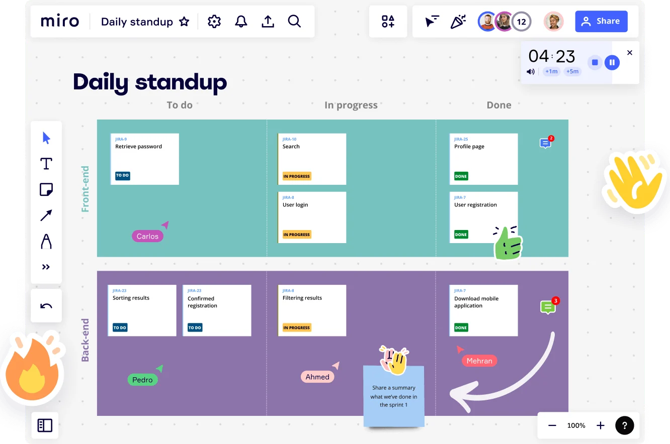 Daily standup in Miro