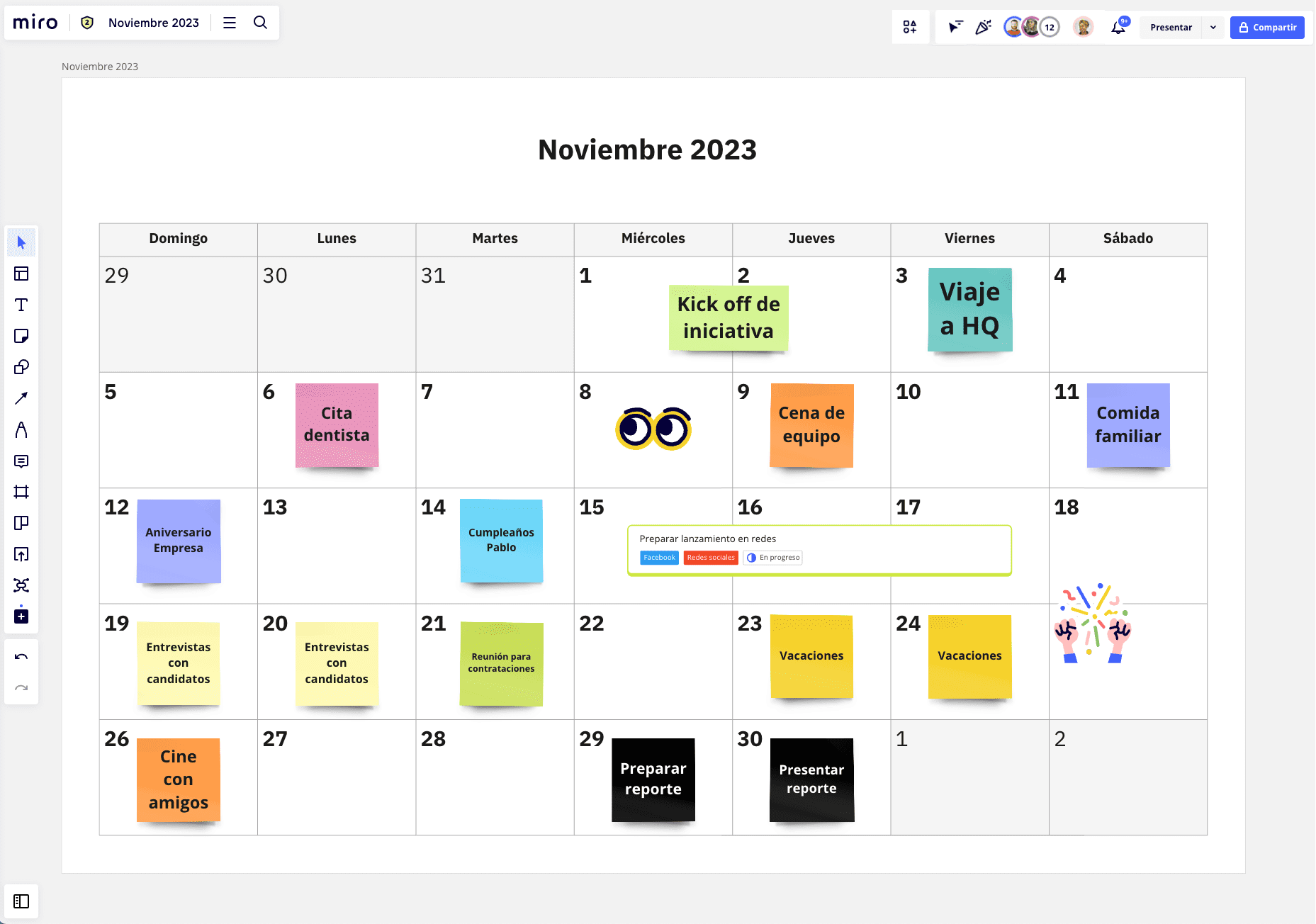 diseño de calendario de noviembre de 2023