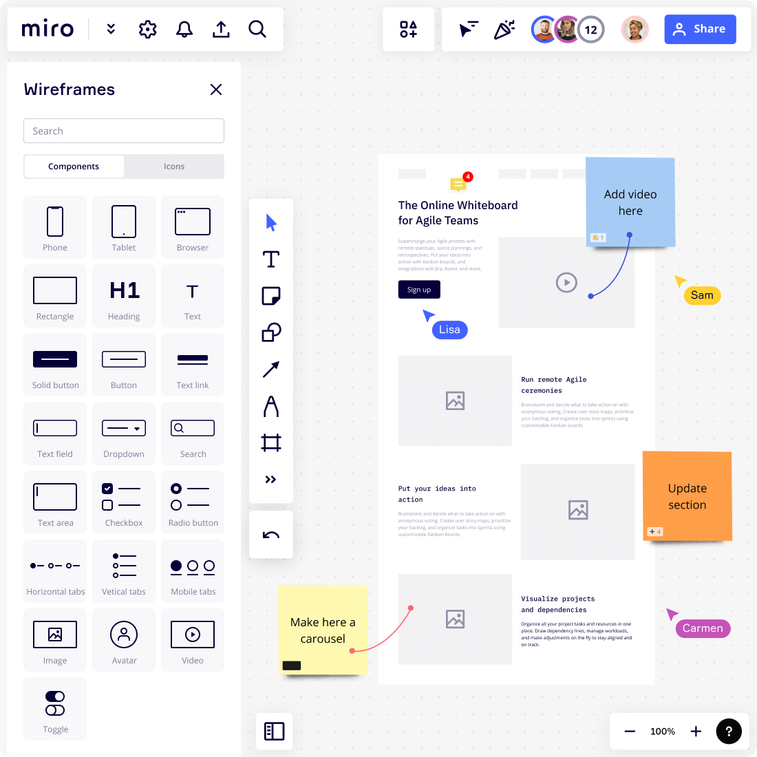 Miro でデザインを作成する方法についての画像