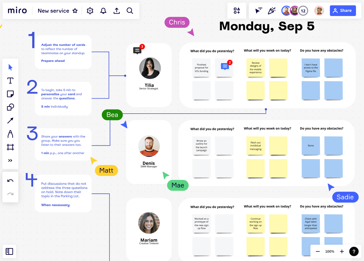 Daily Standup Meeting | Scrum Daily Standup | Miro