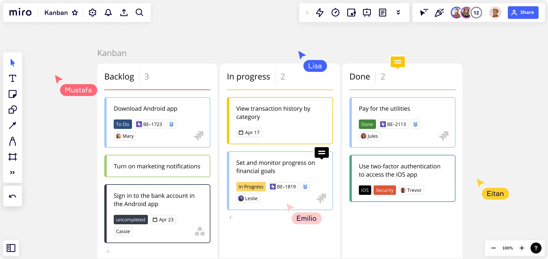 Workflow Diagramme in Miro