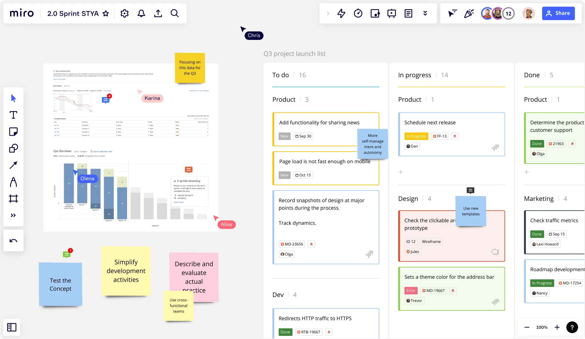 Running an Agile workflow in Miro