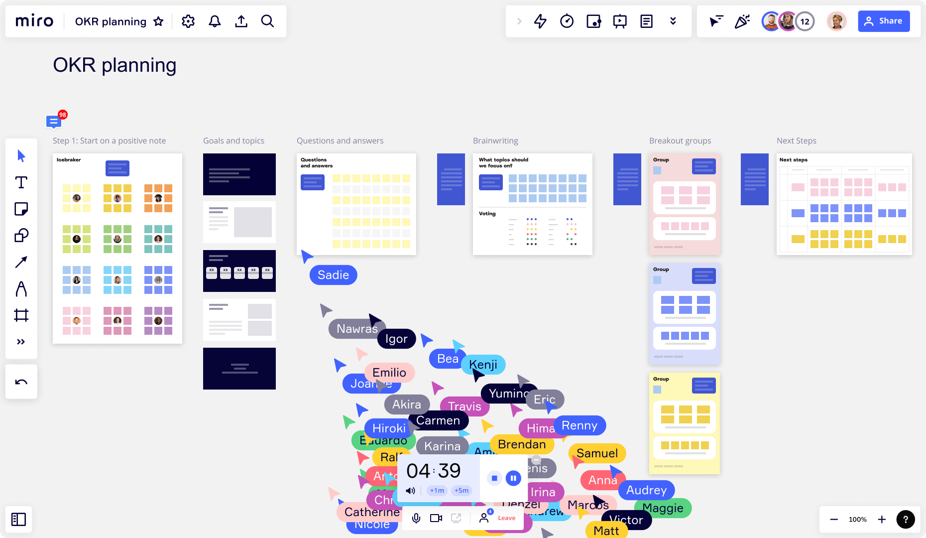 OKR planning in Miro