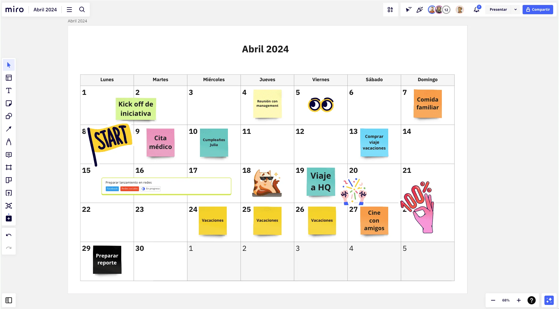 Miro の 2024年（令和6年）4月カレンダーについての画像