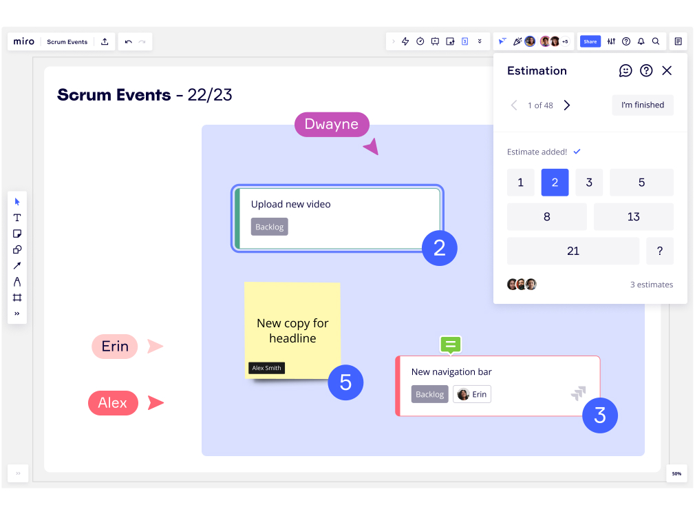 eventos scrum na miro