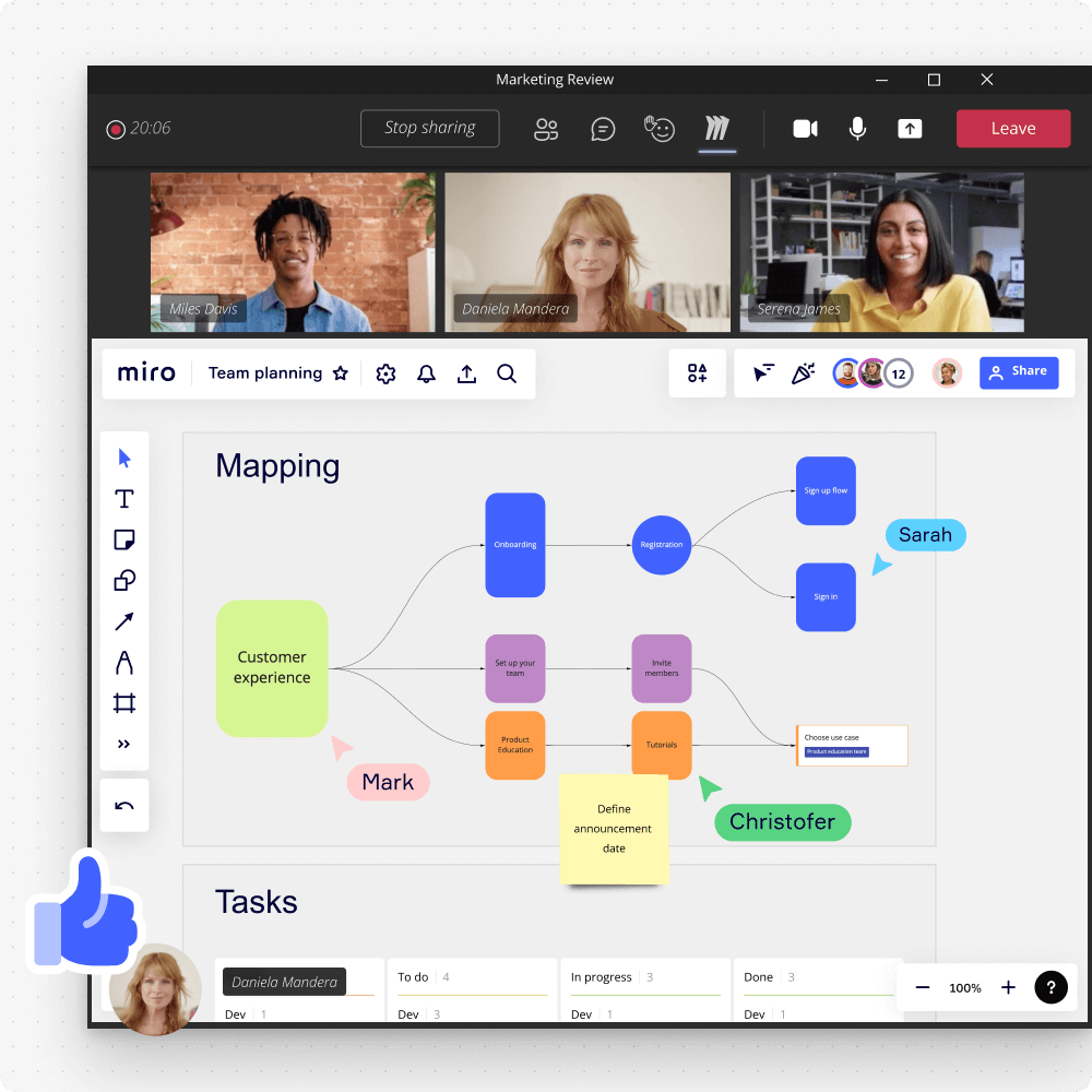 Utilisation d’un tableau Miro lors d’une réunion dans Microsoft Teams