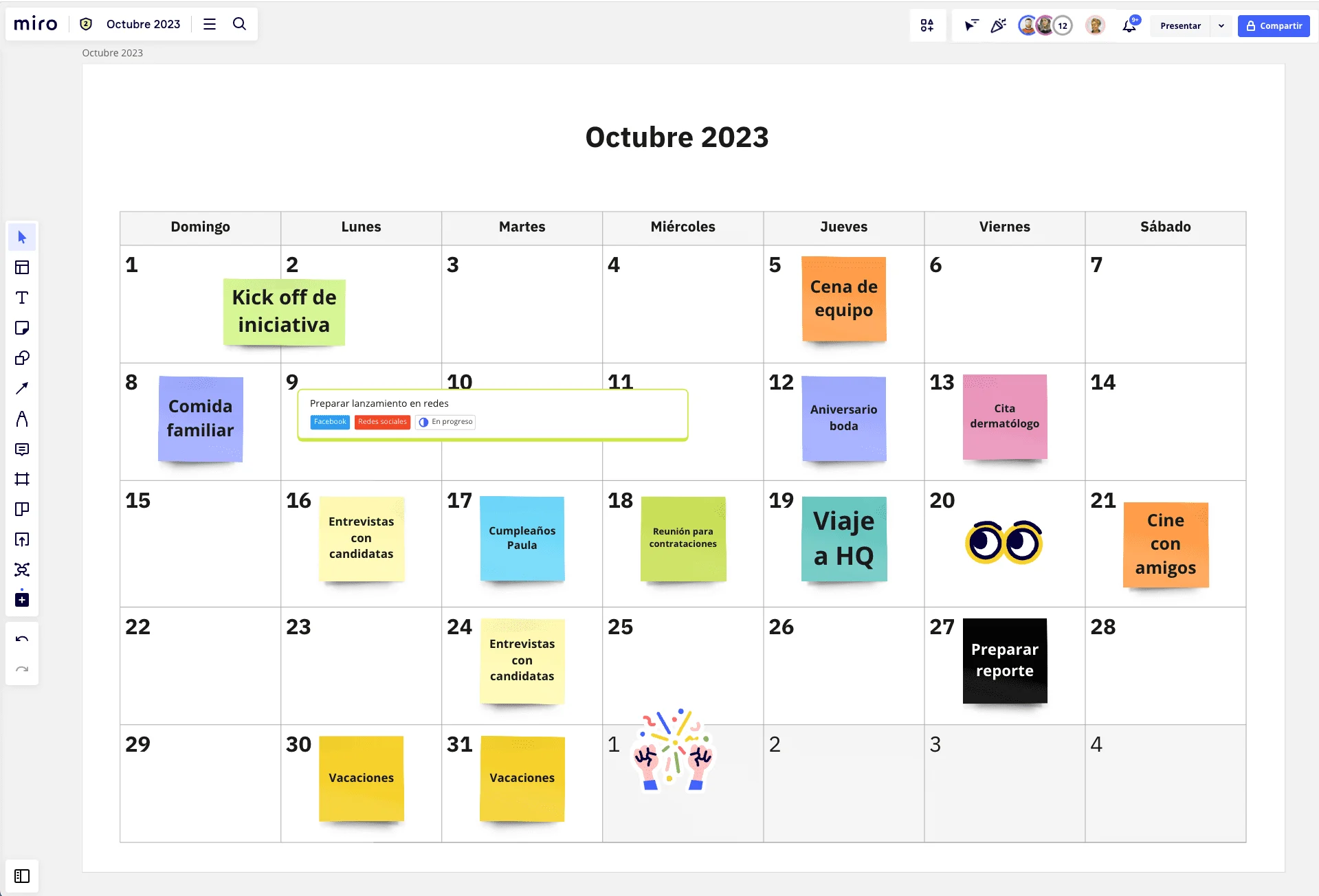 Miro の 2023年（令和5年）10月カレンダーについての画像