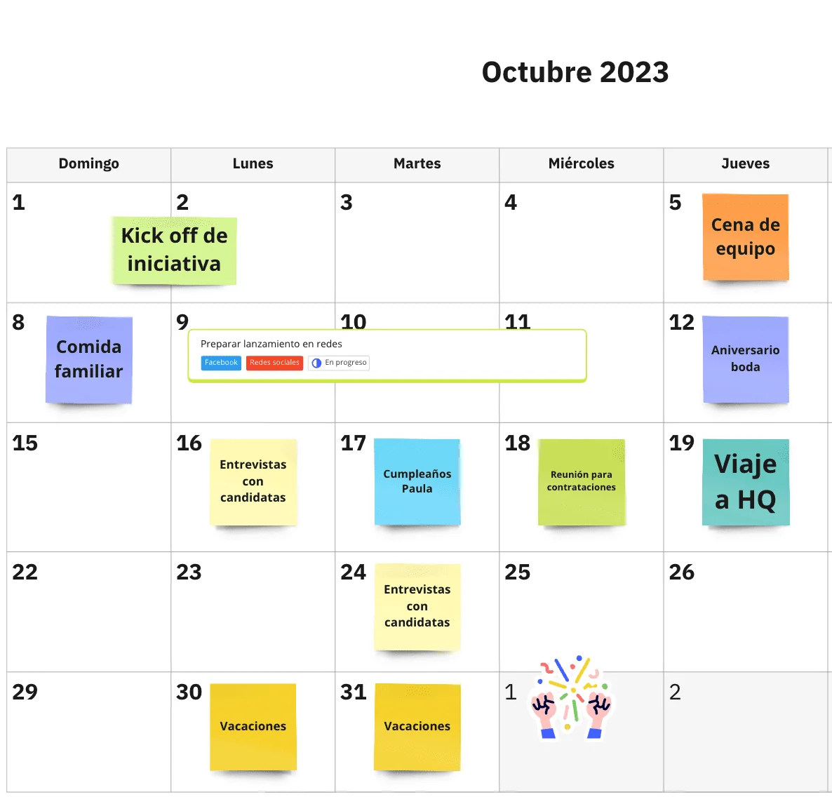 10月カレンダーの作り方についての画像
