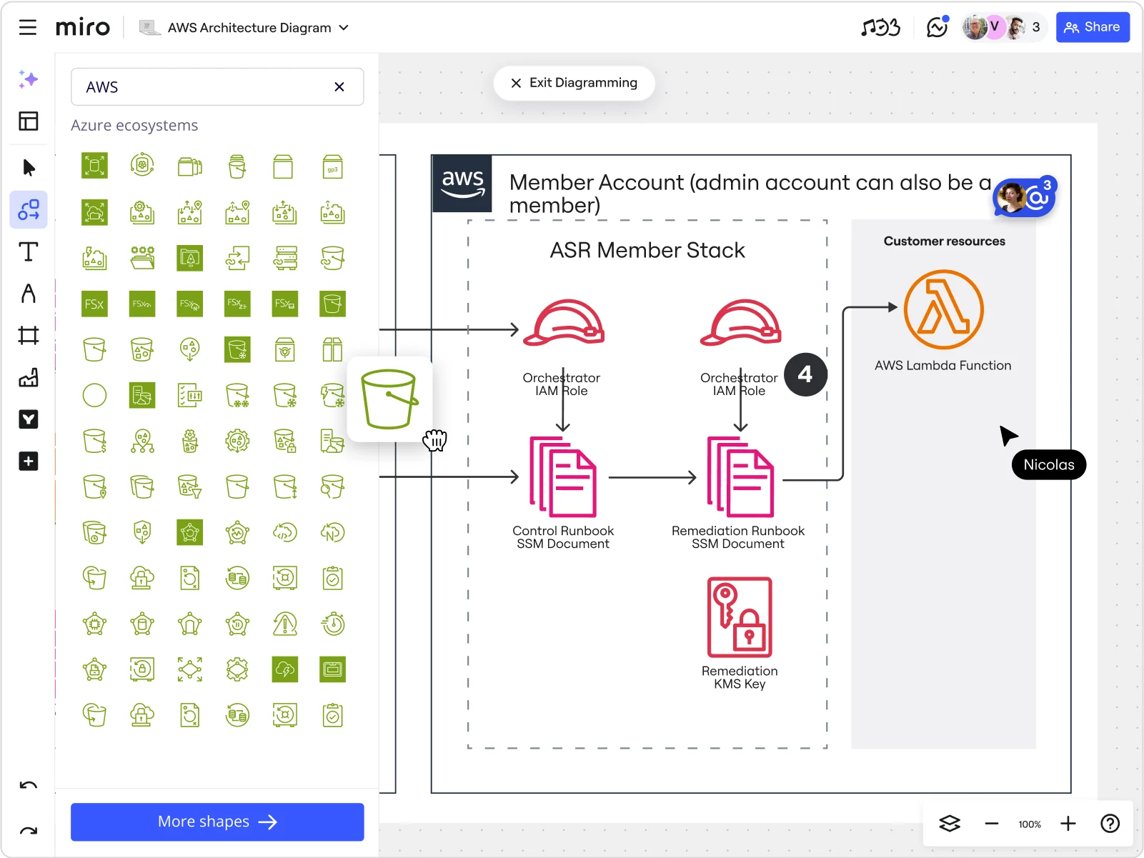 Image showing AWS diagram tool and Miro's AWS cost calculator