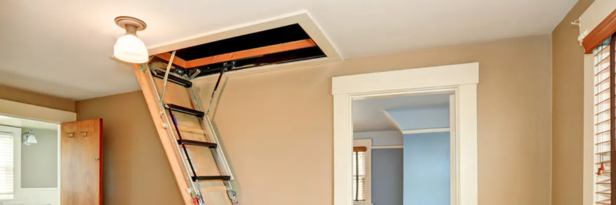 An unfolded loft ladder.