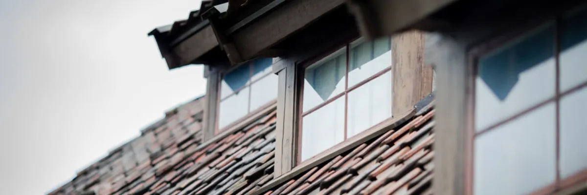 A series of dormer loft conversions in a roof.